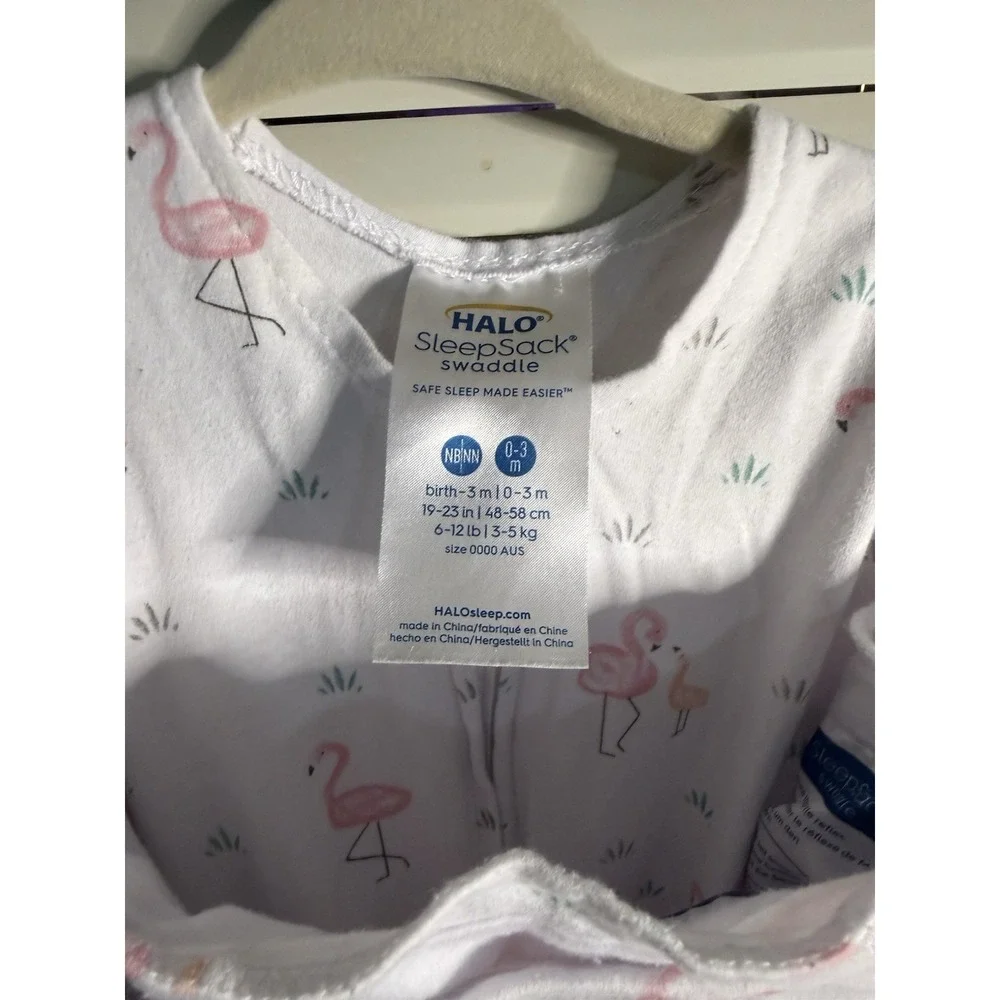 Halo Baby Cotton Sleep Sack Swaddle Size Small 0-3 Months Pink Flamingos